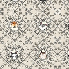 Royal Cat Sunburst Pattern Black and off white