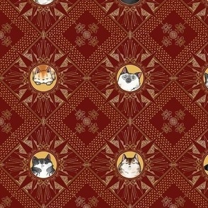 Royal Cat Sunburst Pattern Crimson