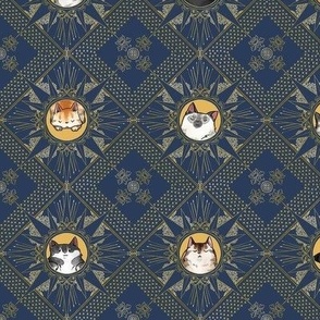 Royal Cat Sunburst Pattern Navy
