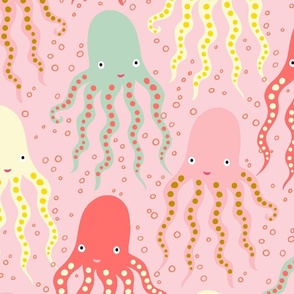 octopus parade on pink // large