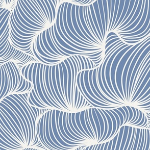 (Large) Serenity — Simple Organic Lines in Denim Blue and White // 