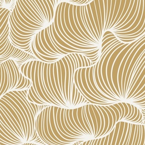 (Large) Serenity — Simple Organic Lines in Golden Ochre and White // 