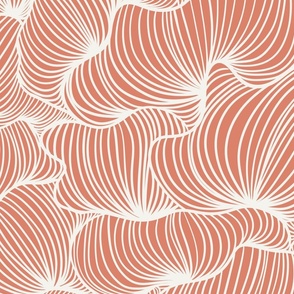(Large) Serenity — Simple Organic Lines in Peach and White // 