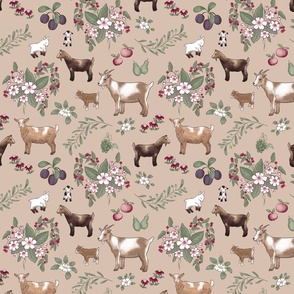 Latte Vintage Kitchen Dwarf Goats Small