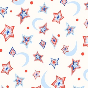 4th of July Retro Stars Red White Blue by Jac Slade