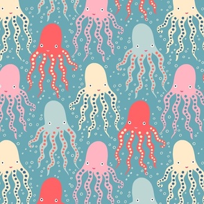 octopus parade on faded blue // medium