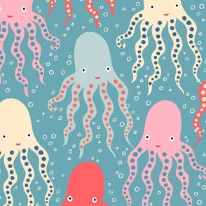 octopus parade on pink // large