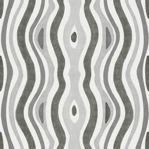 Abstract Moroccan wavy lines in shades of gray and charcoal with hand drawn texture