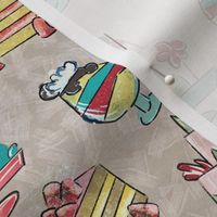 Confectionery Charm: Whimsical Dessert Fabric - Sweet Cake and Ice Cream Pattern for Quirky Crafts and Apparel