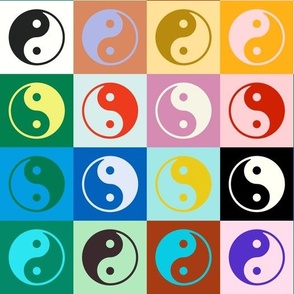 Checkered Funky Yin Yang Symbols