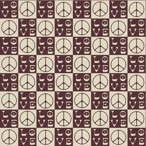 Retro Checkerboard, Love and Peace Symbol