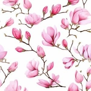 magnolia pattern on white