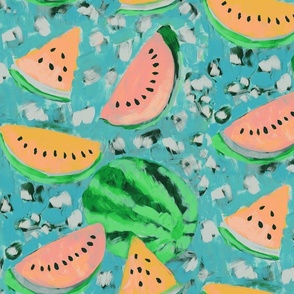 Melon Fresh Pink and Green Summer Juicy Fruit