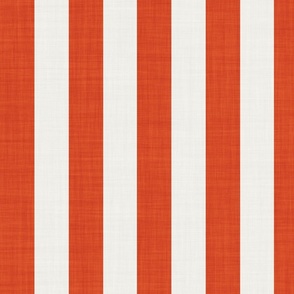 Medium Simple Stripes Linen Texture Burnt Orange Cream