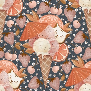 Meow miam miam ice cream yummy pattern