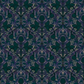 Seamless floral pattern in dark colors, hand drawn
