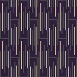 Seamless pattern with geometric vertical stripes on a dark blue background. 
