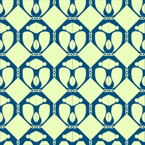 Seamless pattern with silver jewelry, pendants, paisley, jewelry on a blue background. 
