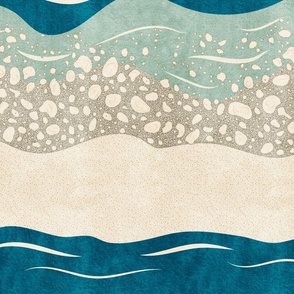 Just Beachy- Sea Foam Sand Sea Waves- Sea Blue Sea Green- Large Scale