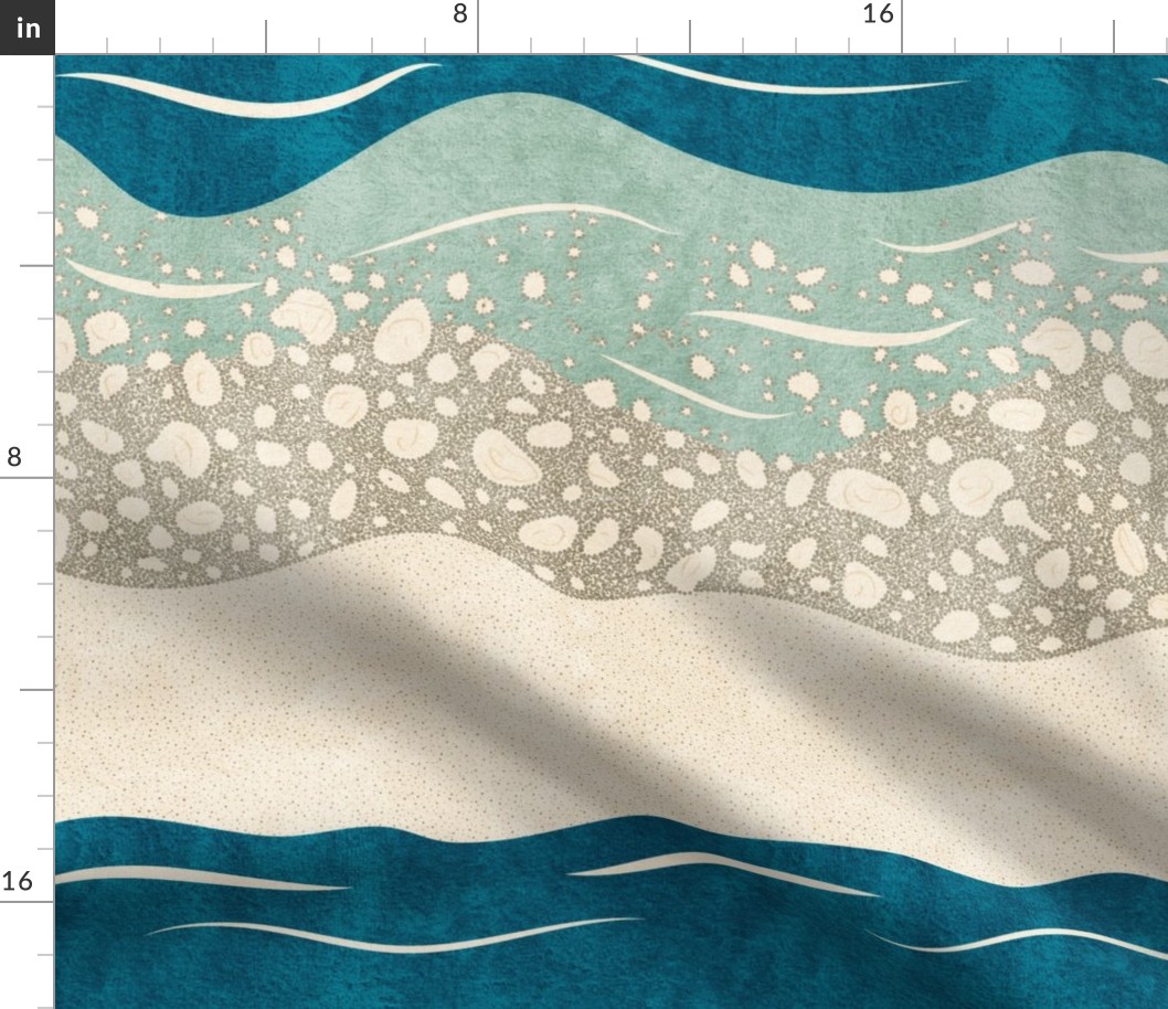 Just Beachy- Sea Foam Sand Sea Waves- Sea Blue Sea Green- Large Scale