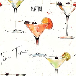 XL - Martini Cocktail - Tini Time - Off White Background