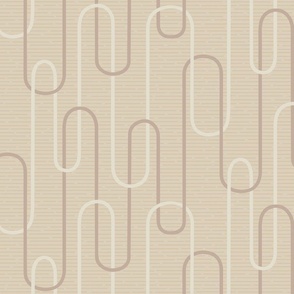 Pale neutral brown geometric retro minimalist wallpaper - statement cascading art deco curved arch waves
