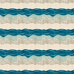 Just Beachy- Sea Foam Sand Sea Waves- Sea Blue Sea Green- Small Scale