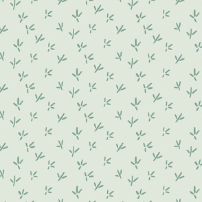Mint Bird Tracks of Seagull | Small Version | hand drawn Pattern of Beach Wildlife on cream colored background