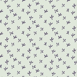 Lilac Bird Tracks of Seagull | Small Version | hand drawn Pattern of Beach Wildlife on cream colored background