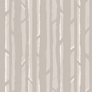 Sleek Birch Forest Abstract Tree Silhouettes in White Dove Beige Monochrome Shades Bright