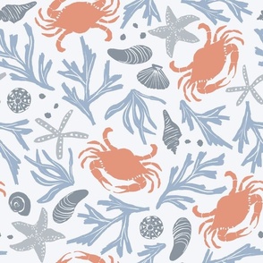 Coastal Crab in Red White and Navy Blue (Large)