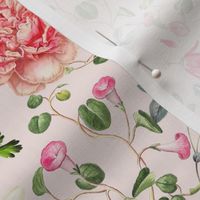 A tropical flower rainforest with climbers and  spring flowers- powder pink 