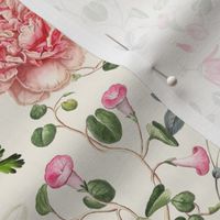 A tropical flower rainforest with climbers and  spring flowers- beige 