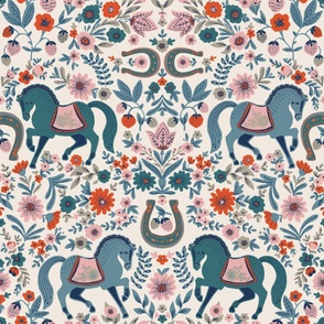 HORSES AND STRAWBERRIES - 24IN - RED TEAL ROSE