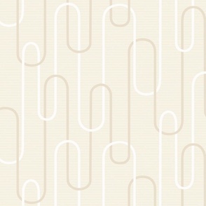 Cream magnolia geometric retro minimalist wallpaper - statement cascading art deco curved arch waves