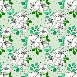 Forest Green Rose Polka Medium