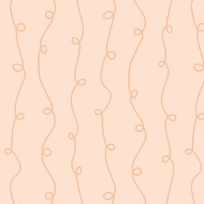 Peach Fuzz Soft Stripes - Pale Coral Orange Contemporary Loopy Doodle Wallpaper