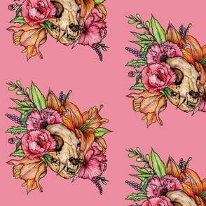 Floral Skull - Pink - Large