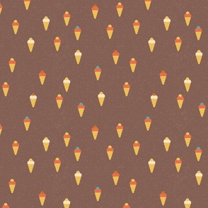 Tutti-frutti Ice Cream Cone in Chocolate Background - Medium