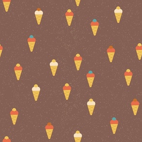 Tutti-frutti Ice Cream Cone in Chocolate Background - Large
