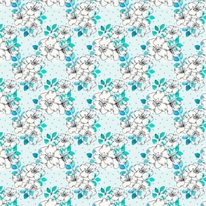 Turquoise rose & polka small