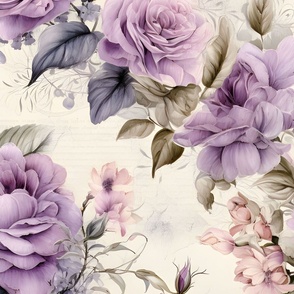 Light Purple Roses on Paper - large