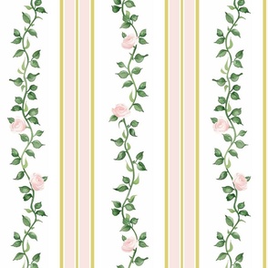Dolly Floral Stripe - powder pink & marigold