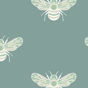 'Bees' on Dark Teal Large Scale
