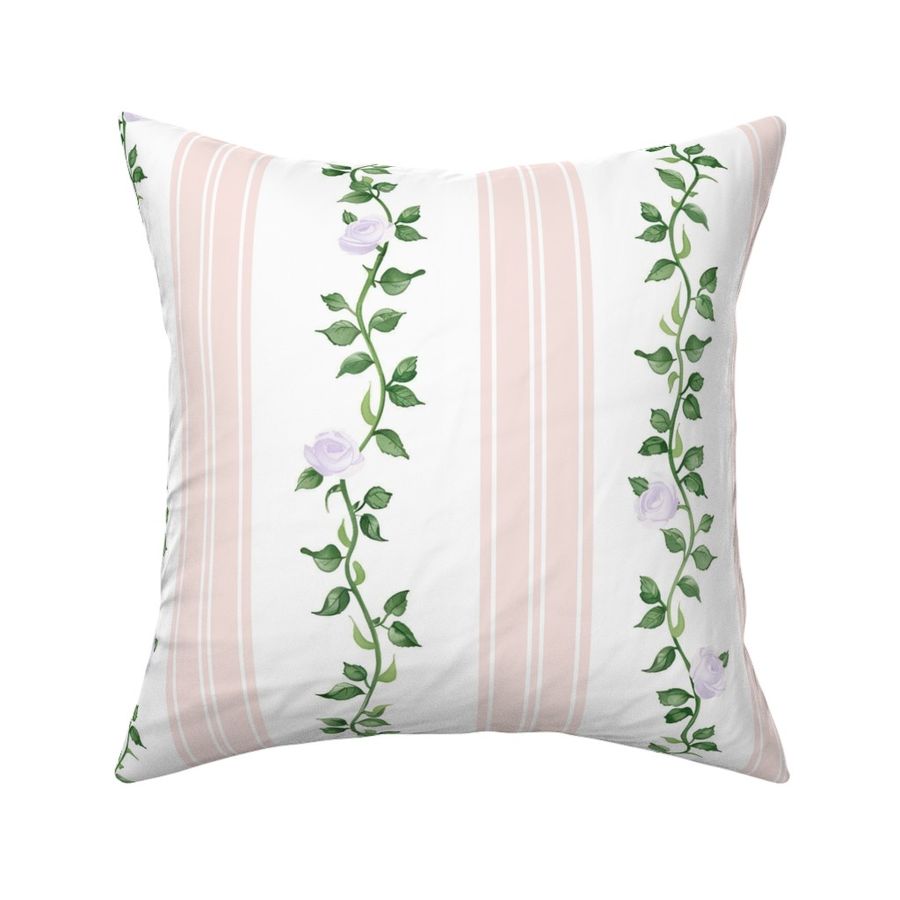 Dolly Floral Stripe - powder pink, lavender rose