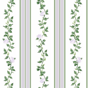 Dolly Floral Stripe - lavender & tea green