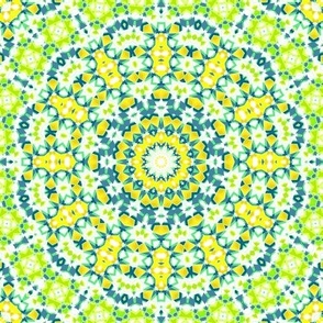 yellow green pattern kaleidoscope mandala