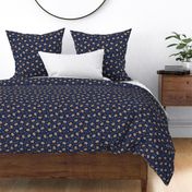 Cute vintage cats moon and stars - bohemian vibes cat design golden navy blue night