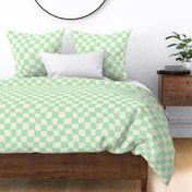 Sweet-cute-kitschy-beige-white-soft-pastel-mint-green-curvilinear-distorted-checkerboards-XL-jumbo