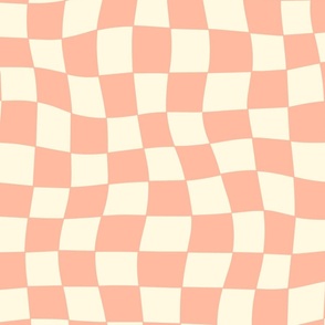 Sweet-cute-kitschy-beige-white-soft-pastel-peach-pink-curvilinear-distorted-checkerboards-XL-jumbo